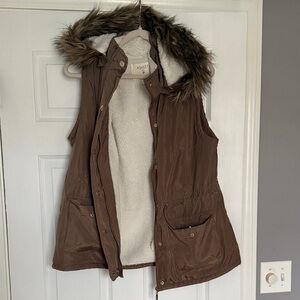 Ashley By 26 International Faux Fur Trim Vest